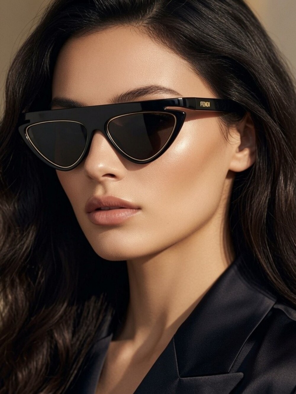 Fendi Black Cat-Eye Sunglasses FF 0383/S